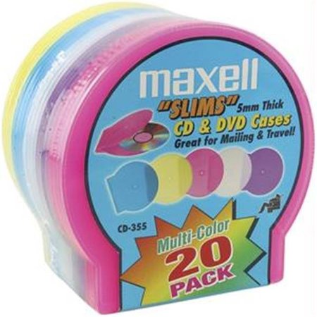 MAXELL MAXELL 190073 CD/DVD Jewel Cases 20-pk 5mm Slim - Colors 190073 190073